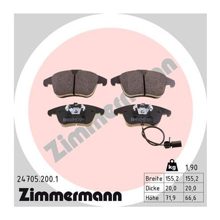ZIMMERMANN 24705.200.1 Klocki hamulcowe Przód dla