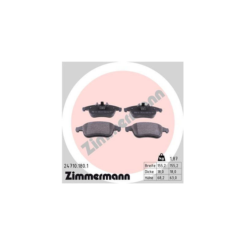 ZIMMERMANN 24710.180.1 Pastiglie freno Anteriore per