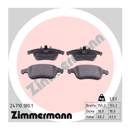 ZIMMERMANN 24710.180.1 Brzdové platničky Predné pre