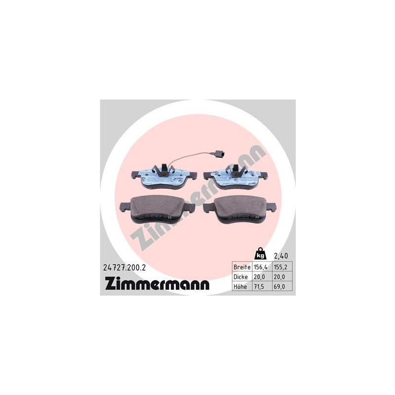 ZIMMERMANN 24727.200.2 Klocki hamulcowe Przód dla
