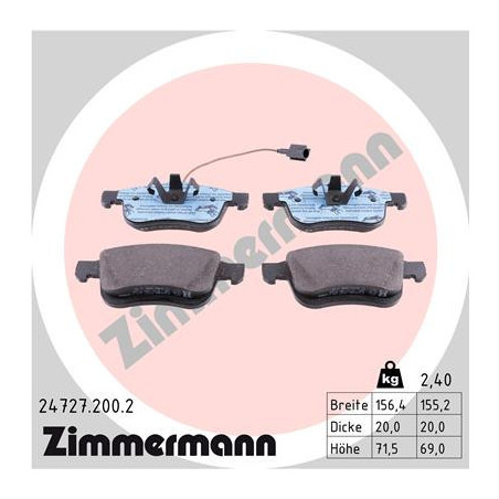 ZIMMERMANN 24727.200.2 Plaquettes de frein Avant pour