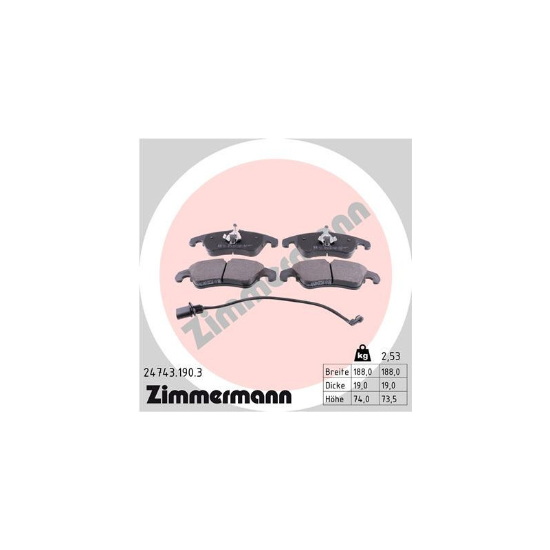 ZIMMERMANN 24743.190.3 Pastiglie freno Anteriore per