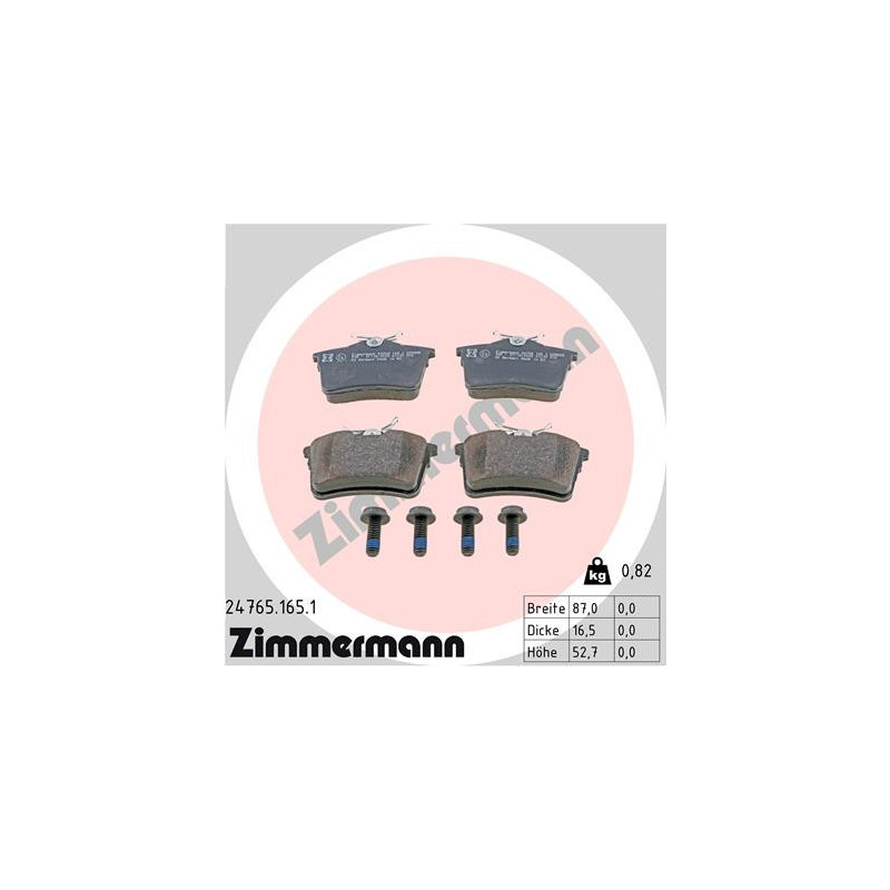 ZIMMERMANN 24765.165.1 Brake Pads Set Rear for