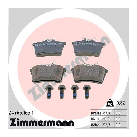 ZIMMERMANN 24765.165.1 Klocki hamulcowe Tył dla