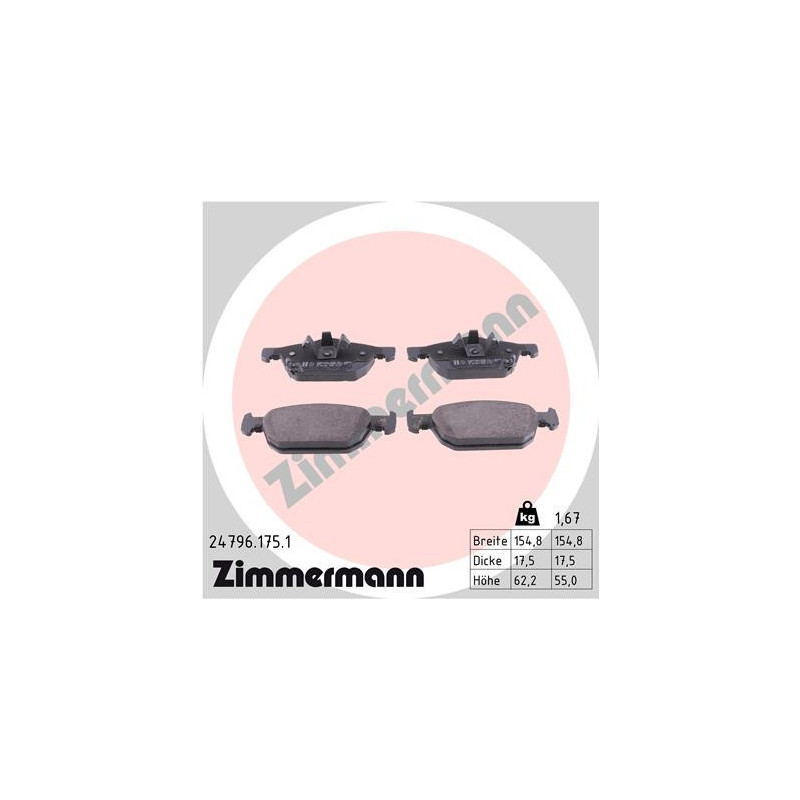 ZIMMERMANN 24796.175.1 Brzdové destičky Přední pro