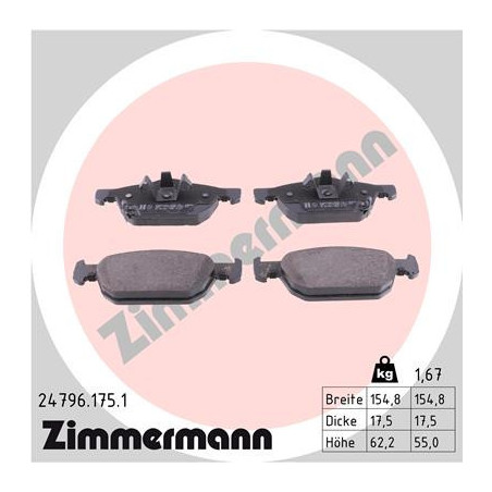 ZIMMERMANN 24796.175.1 Pastillas de freno Delantero para