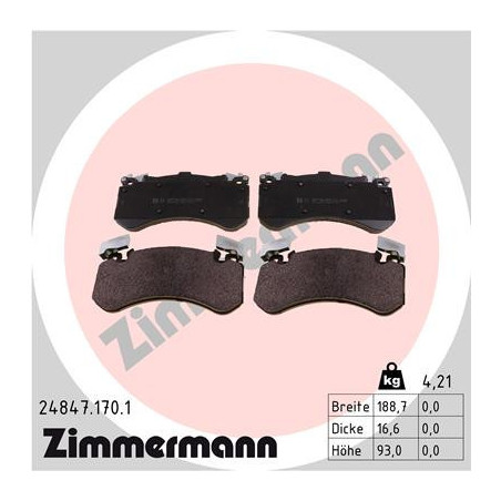 ZIMMERMANN 24847.170.1 Klocki hamulcowe Przód dla