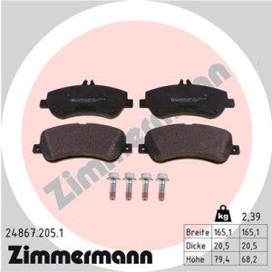 ZIMMERMANN 24867.205.1 Brzdové platničky Predné pre