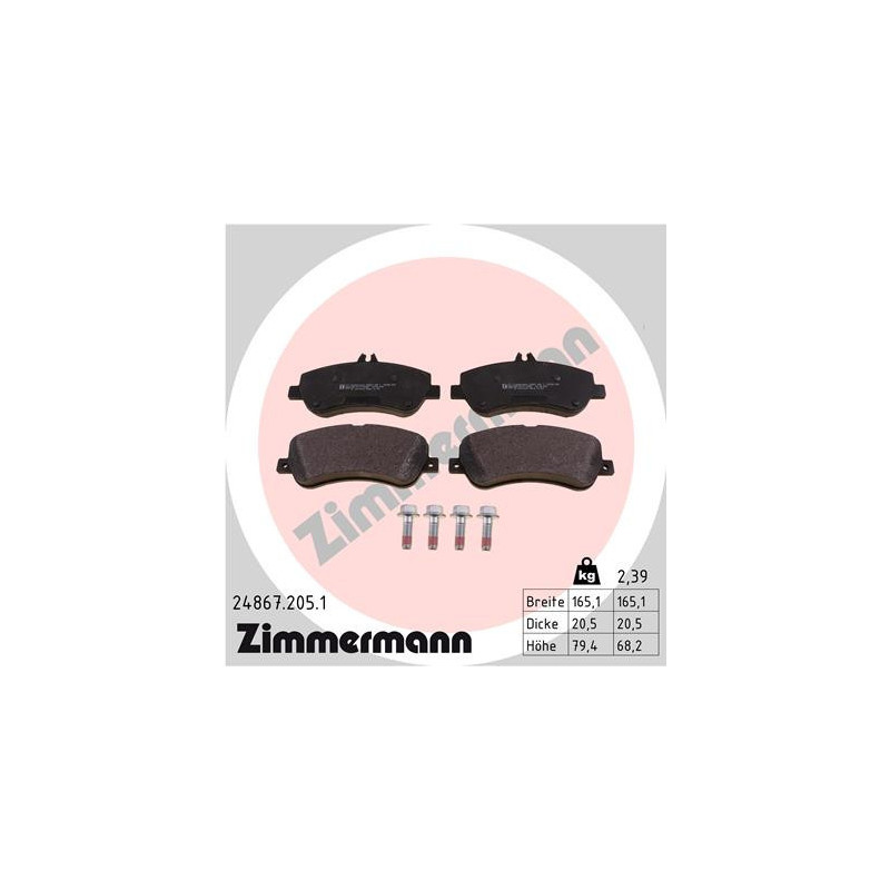 ZIMMERMANN 24867.205.1 Brzdové platničky Predné pre