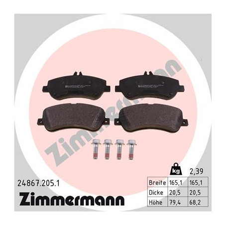 ZIMMERMANN 24867.205.1 Brzdové platničky Predné pre