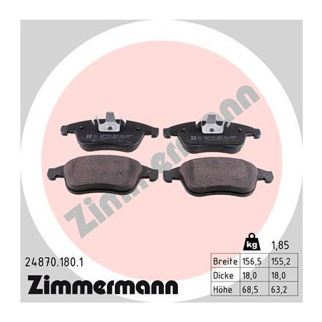 ZIMMERMANN 24870.180.1 Brzdové platničky Predné pre