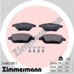 ZIMMERMANN 24883.180.1 Brzdové platničky Predné pre