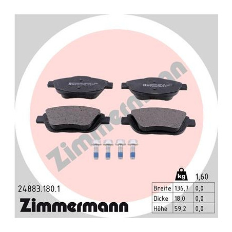 ZIMMERMANN 24883.180.1 Klocki hamulcowe Przód dla