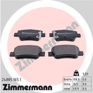 ZIMMERMANN 24885.165.1 Pastiglie freno Posteriore per