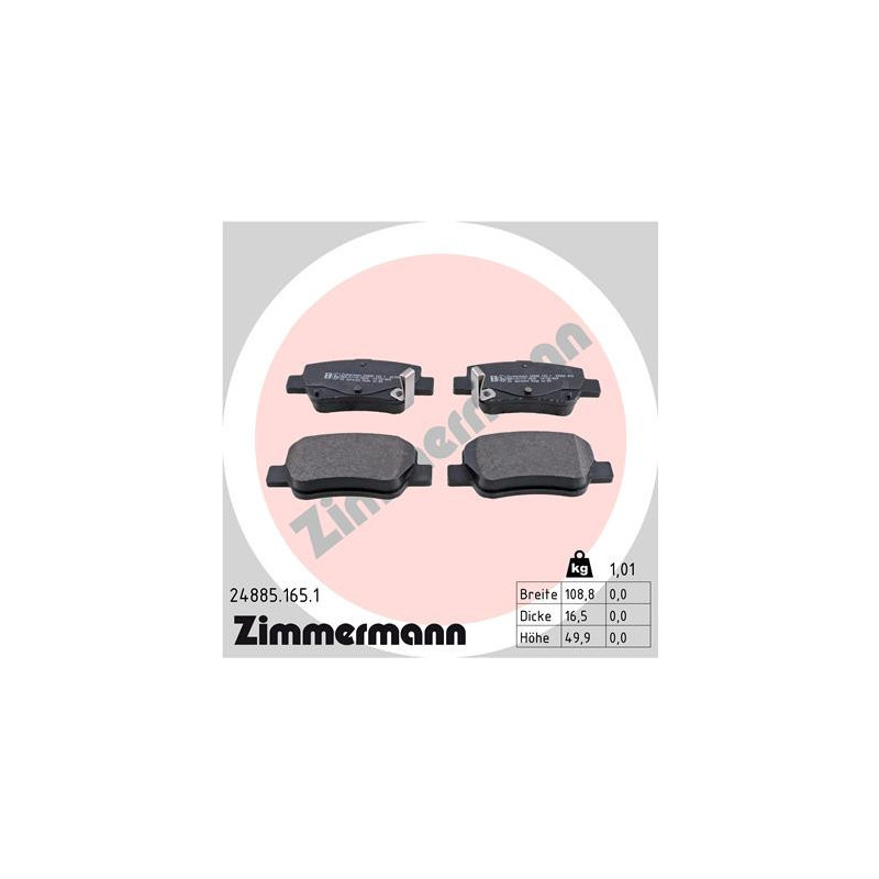 ZIMMERMANN 24885.165.1 Klocki hamulcowe Tył dla