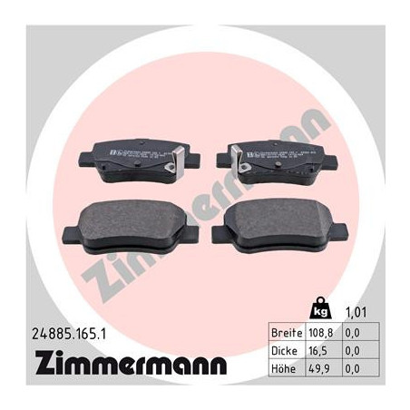 ZIMMERMANN 24885.165.1 Bremsbeläge Hinten für