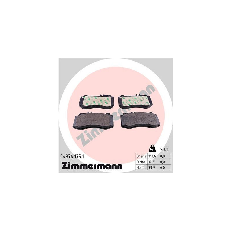 ZIMMERMANN 24976.175.1 Pastillas de freno Delantero para