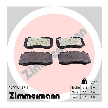 ZIMMERMANN 24976.175.1 Bremsbeläge Vorne für