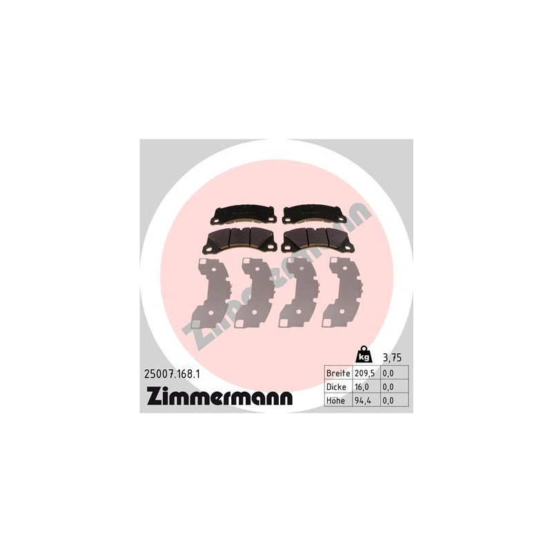ZIMMERMANN 25007.168.1 Brake Pads Set Front for