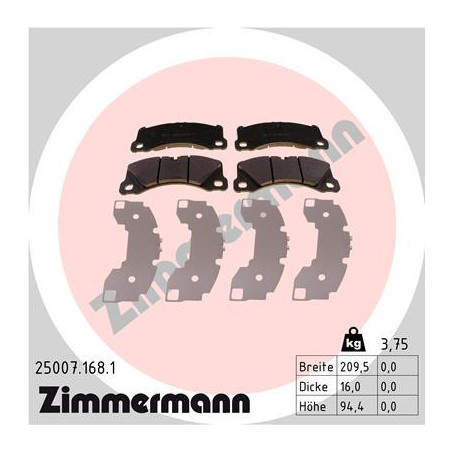 ZIMMERMANN 25007.168.1 Brake Pads Set Front for
