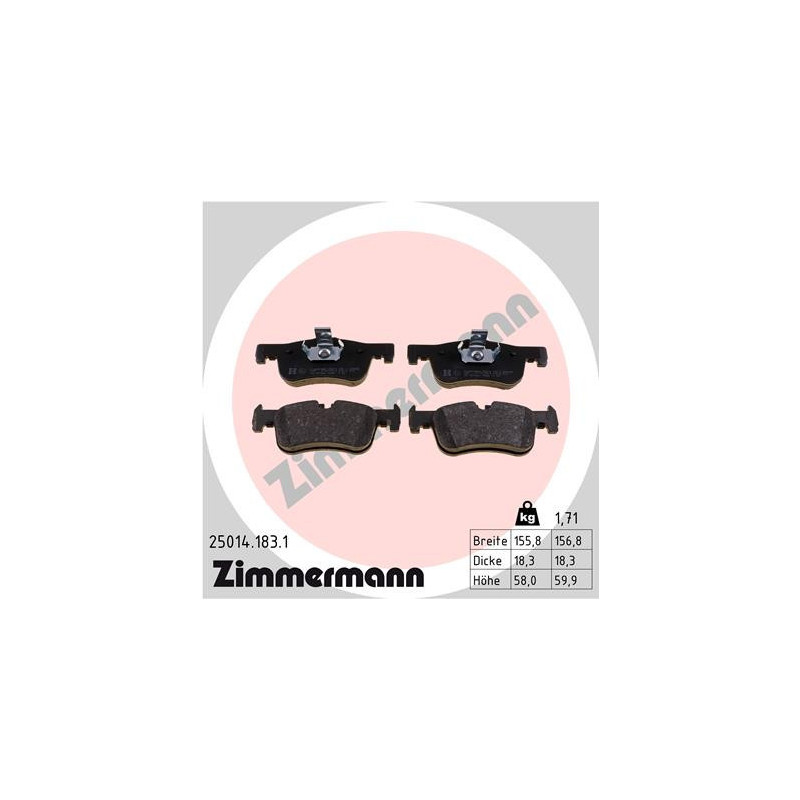 ZIMMERMANN 25014.183.1 Brzdové platničky Predné pre