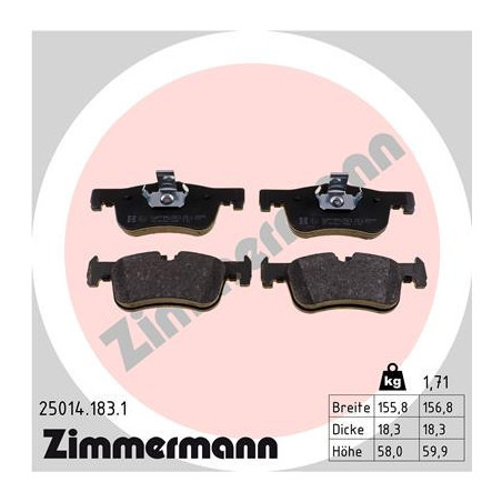 ZIMMERMANN 25014.183.1 Brzdové destičky Přední pro