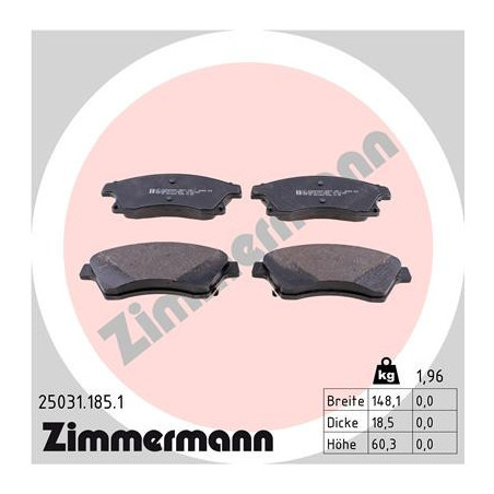 ZIMMERMANN 25031.185.1 Pastiglie freno