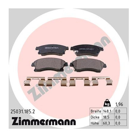 ZIMMERMANN 25031.185.2 Bremsbeläge