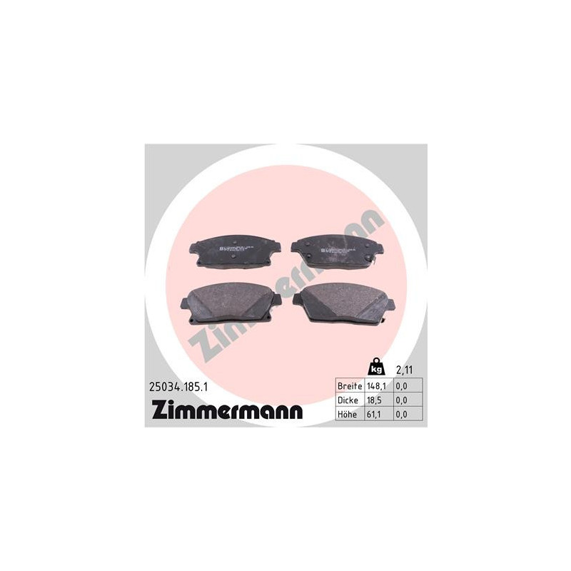 ZIMMERMANN 25034.185.1 Klocki hamulcowe