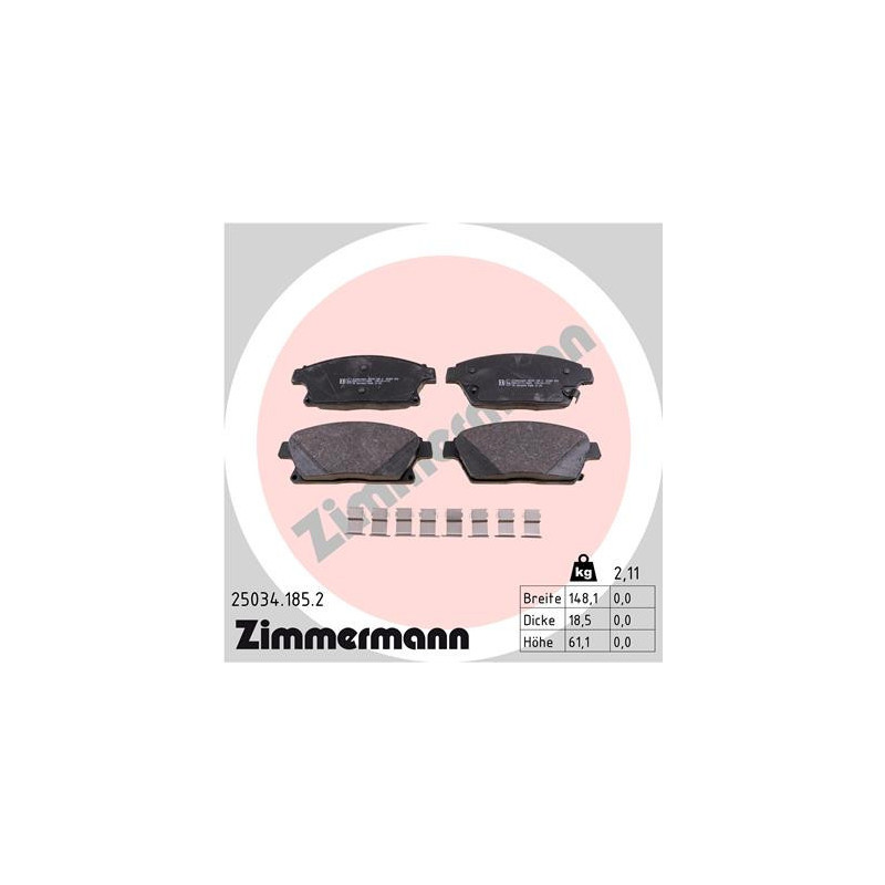 ZIMMERMANN 25034.185.2 Bremsbeläge
