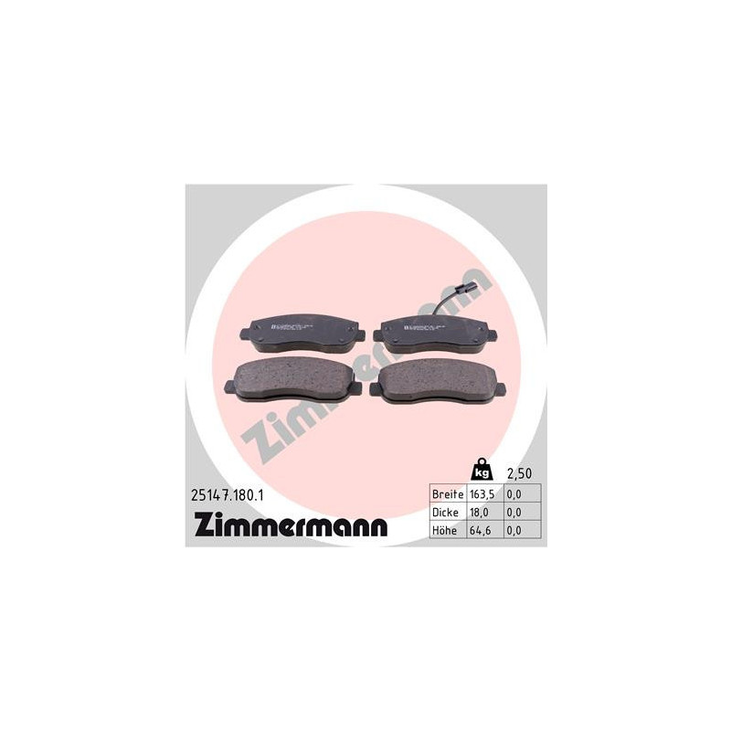 ZIMMERMANN 25147.180.1 Brake Pads Set Front for