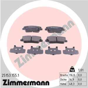 ZIMMERMANN 25153.155.1 Brzdové platničky Zadné pre