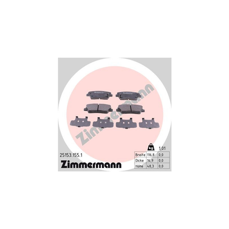 ZIMMERMANN 25153.155.1 Pastiglie freno Posteriore per