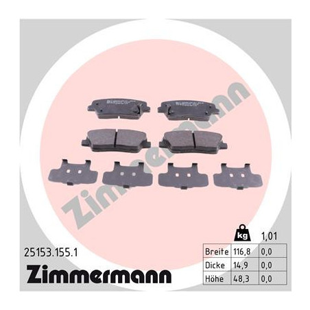 ZIMMERMANN 25153.155.1 Pastillas de freno Trasero para