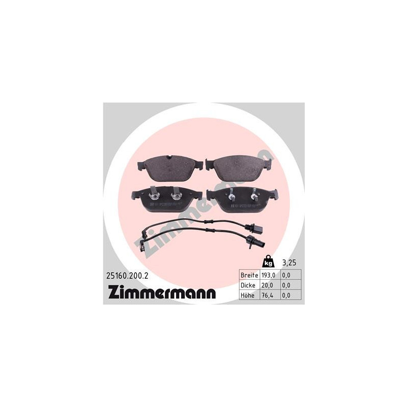 ZIMMERMANN 25160.200.2 Klocki hamulcowe Przód dla