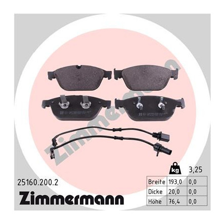 ZIMMERMANN 25160.200.2 Pastiglie freno Anteriore per