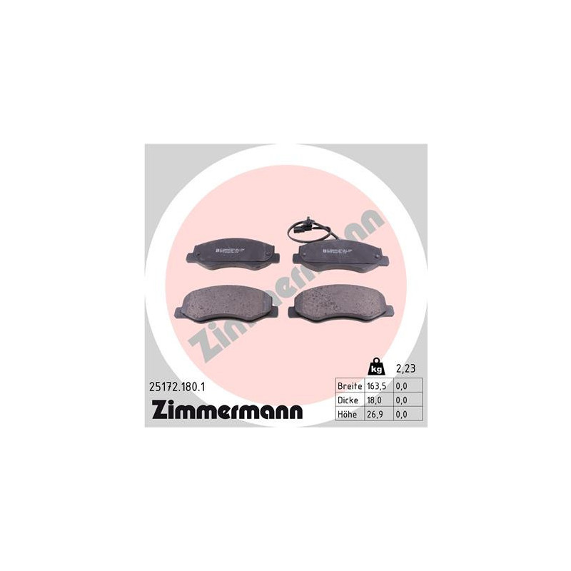 ZIMMERMANN 25172.180.1 Brake Pads Set Rear for