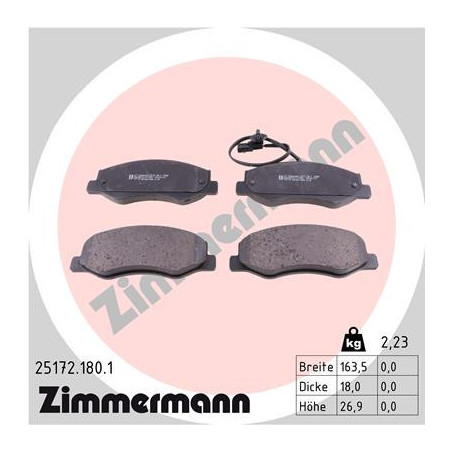 ZIMMERMANN 25172.180.1 Pastillas de freno Trasero para