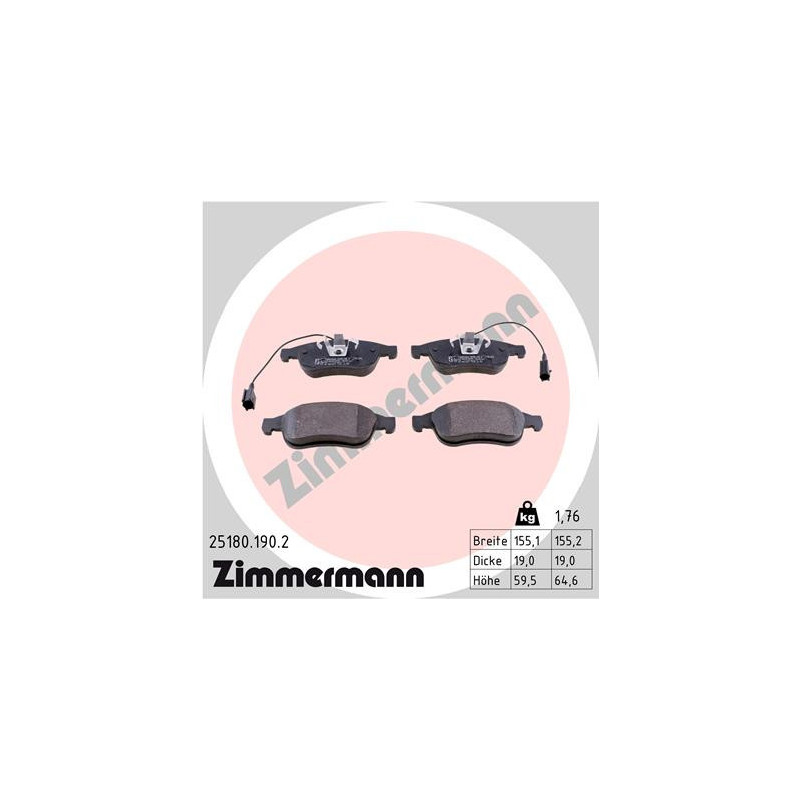 ZIMMERMANN 25180.190.2 Klocki hamulcowe