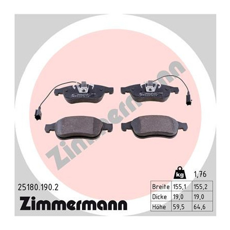 ZIMMERMANN 25180.190.2 Brzdové destičky