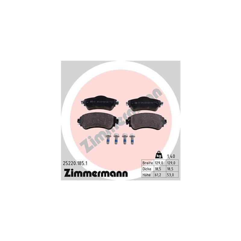 ZIMMERMANN 25220.185.1 Klocki hamulcowe Przód dla