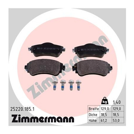 ZIMMERMANN 25220.185.1 Brzdové platničky Predné pre