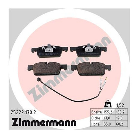 ZIMMERMANN 25222.170.2 Brzdové destičky Přední pro
