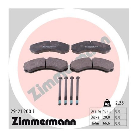 ZIMMERMANN 29121.200.1 Plaquettes de frein Avant pour
