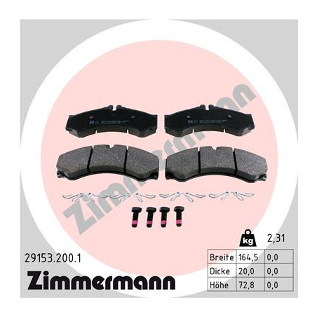ZIMMERMANN 29153.200.1 Brzdové destičky Přední pro