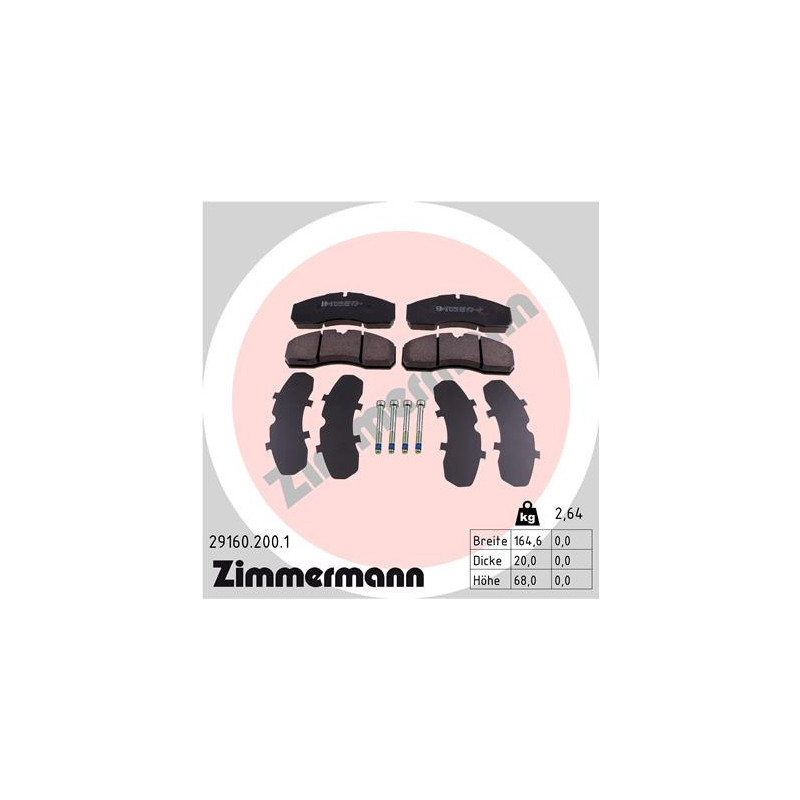 ZIMMERMANN 29160.200.1 Klocki hamulcowe Przód dla