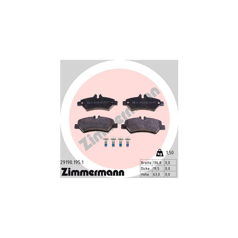 ZIMMERMANN 29190.195.1 Pastiglie freno Posteriore per