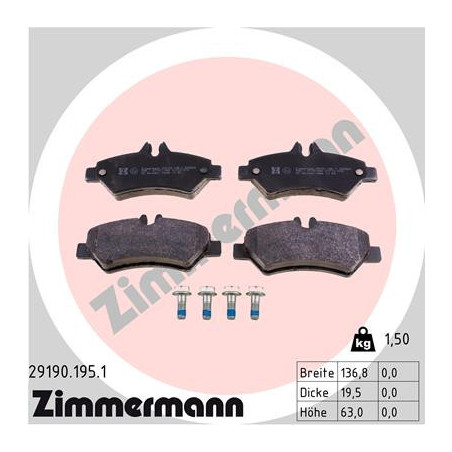 ZIMMERMANN 29190.195.1 Pastiglie freno Posteriore per