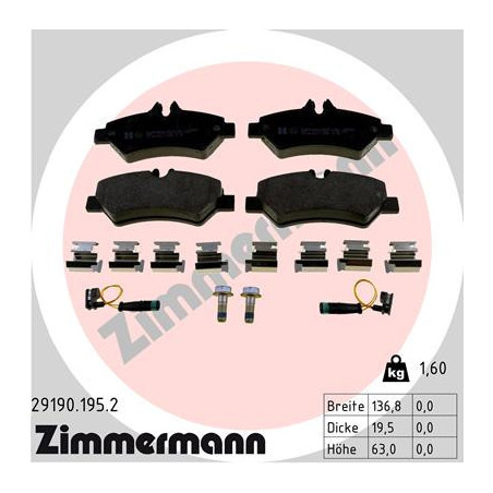 ZIMMERMANN 29190.195.2 Brake Pads Set Rear for