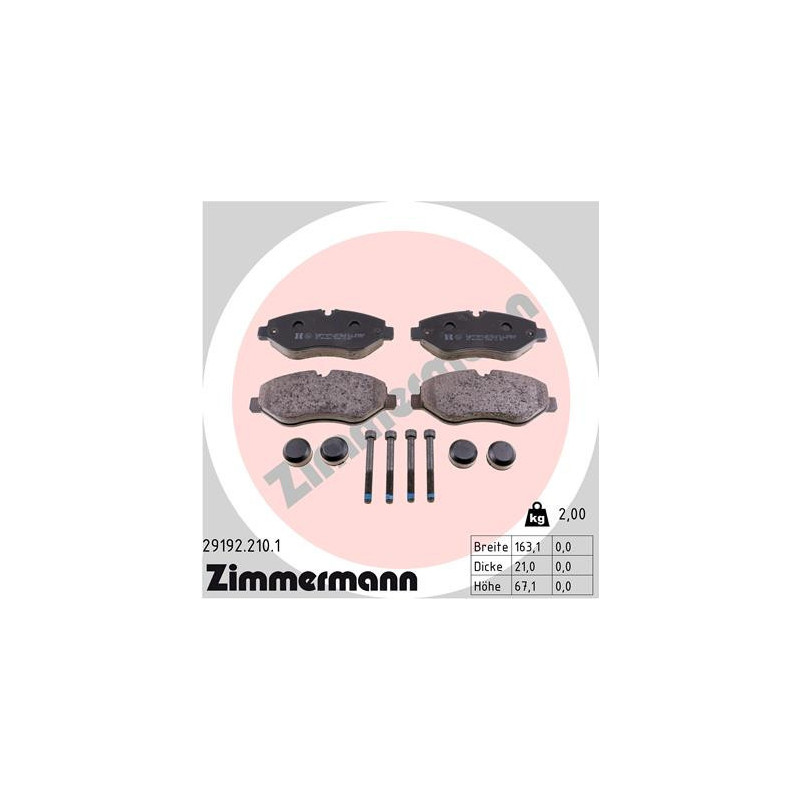 ZIMMERMANN 29192.210.1 Brzdové platničky Predné pre